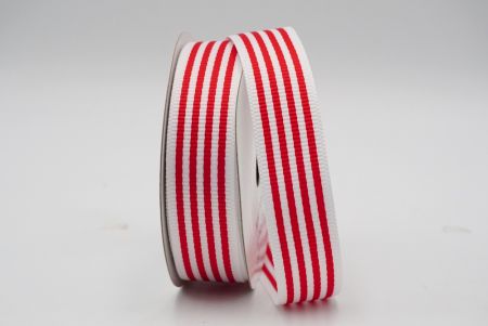 Ruban gros-grain à rayures blanches et rouges avec lignes classiques_K1748-271